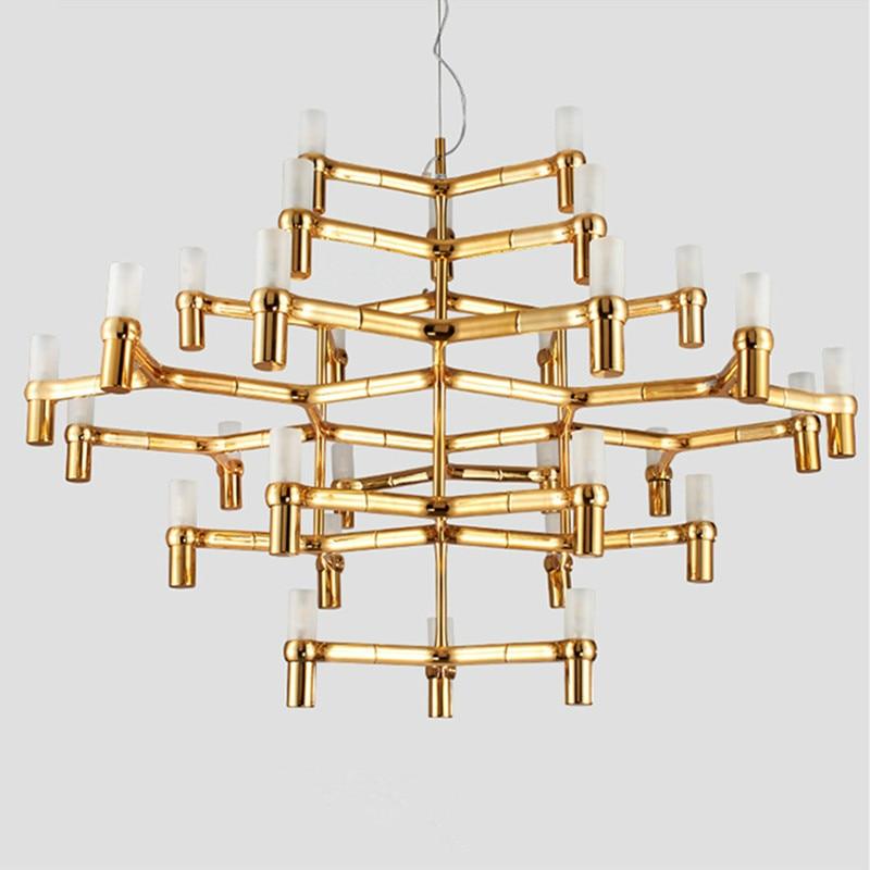 Luxury G9 Led Villa Lamp Gold Chrome Metal Pendant Chandelier 