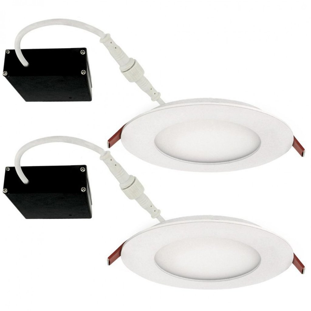 LED 4-inch White Slim Panel Downlight 9W 750 lumens with Junction Box 5000K  (2-Pack)