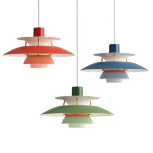Nordic design LED pendant lights colorful umbrella shape luster 
