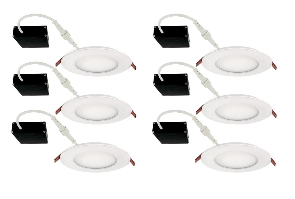 LED 4-inch White Slim Panel Downlight 9W 750 lumens with Junction Box 3000K  (6-Pack)